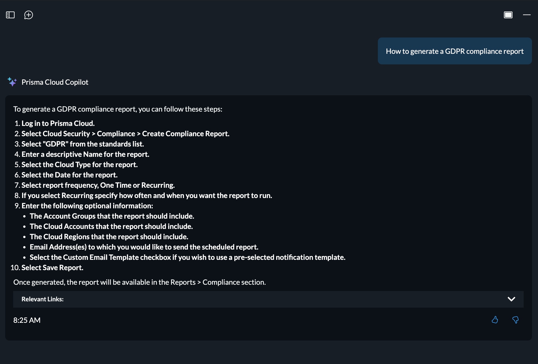 Prisma Cloud Copilot compliance